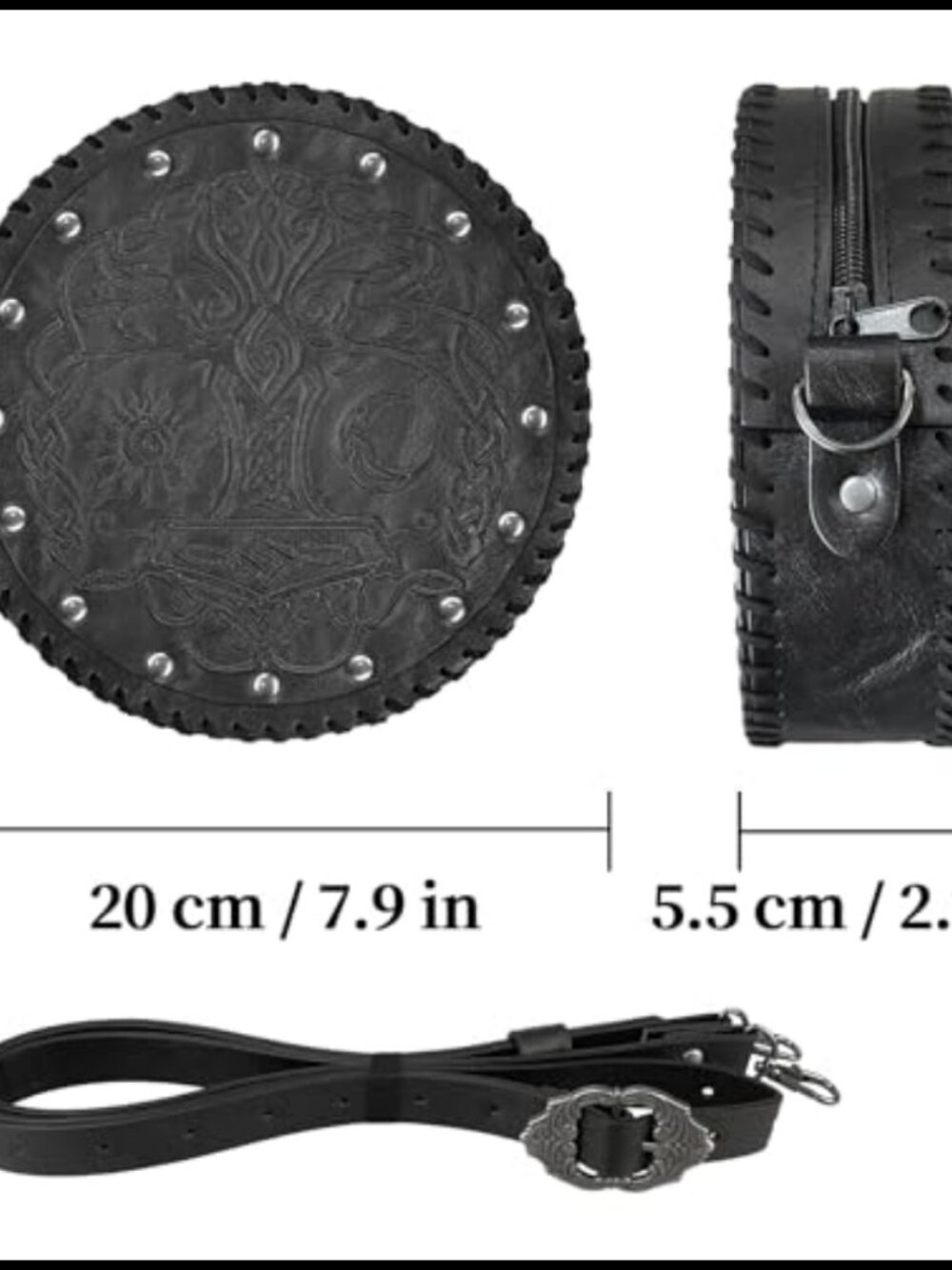 Viking Embossed Faux Leather Crossbody Belt Bag Nordic Medieval Cosplay - Picture 5 of 6
